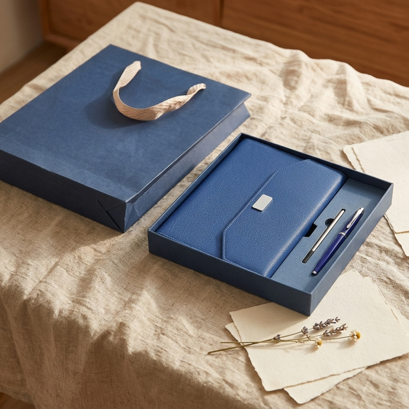 blue stationery set with bag
