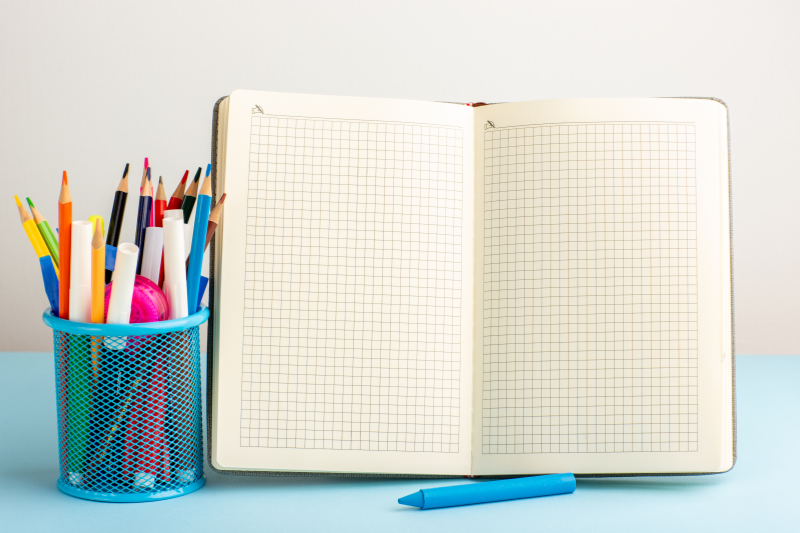 notebook with pen